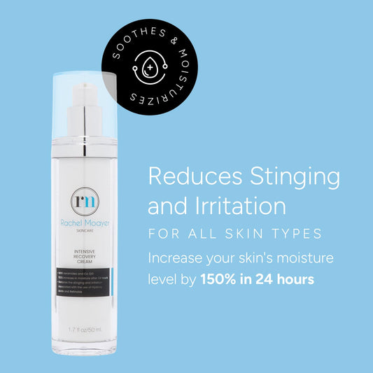 Texture of Rachel Moayer Intensive Recovery Cream on fingertip for sensitive skin hydration