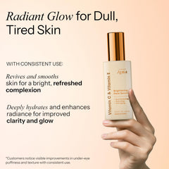 Close-up texture of Radiant Aura serum on skin, smooth and non-sticky