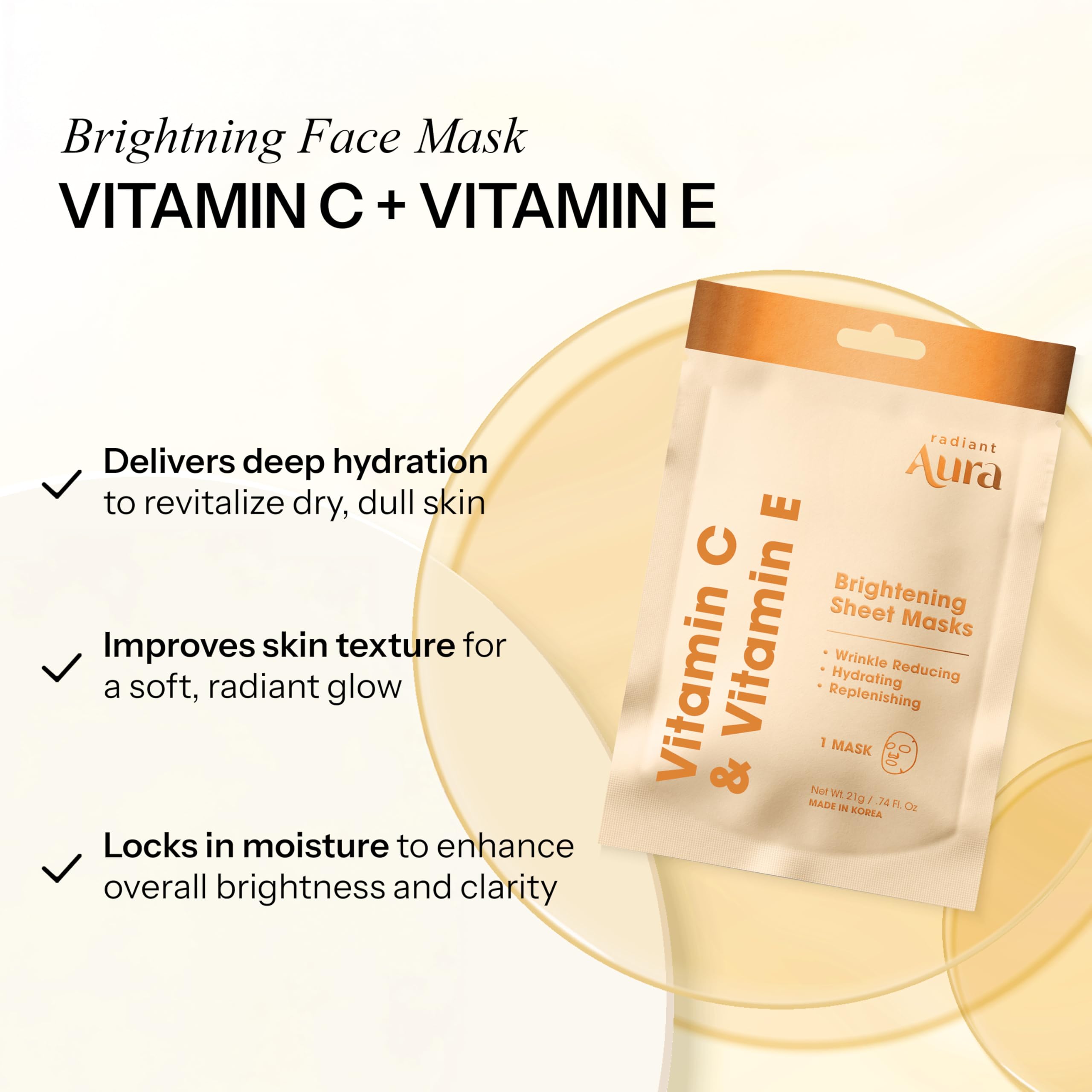 Radiant Aura sheet mask on face delivering cooling hydration