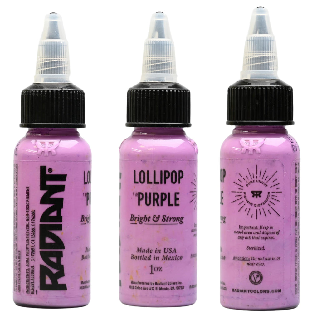 Radiant Colors Lollipop Purple ink offers vibrant tone for professionals or beginners.