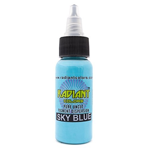 Radiant Colors Sky Blue tattoo ink bottle for vibrant line work and smooth dispersion