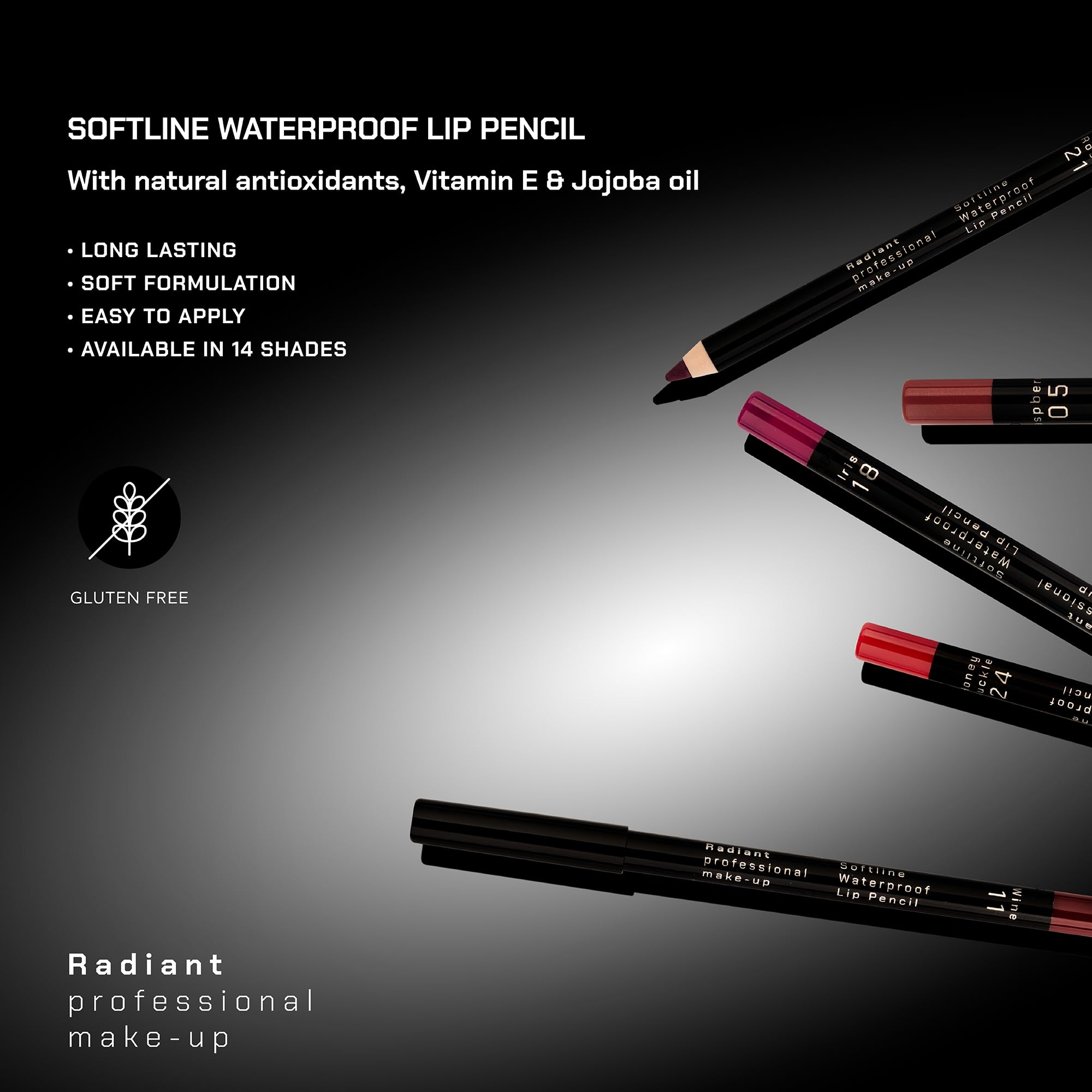 Radiant Professional lip liner long-wear formula shown for confidence.