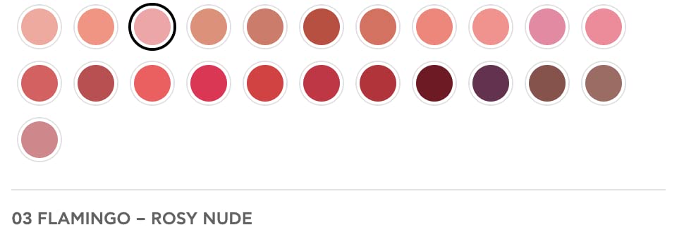Radiant Professional Advanced Care Lipstick shade range in nude-pinks