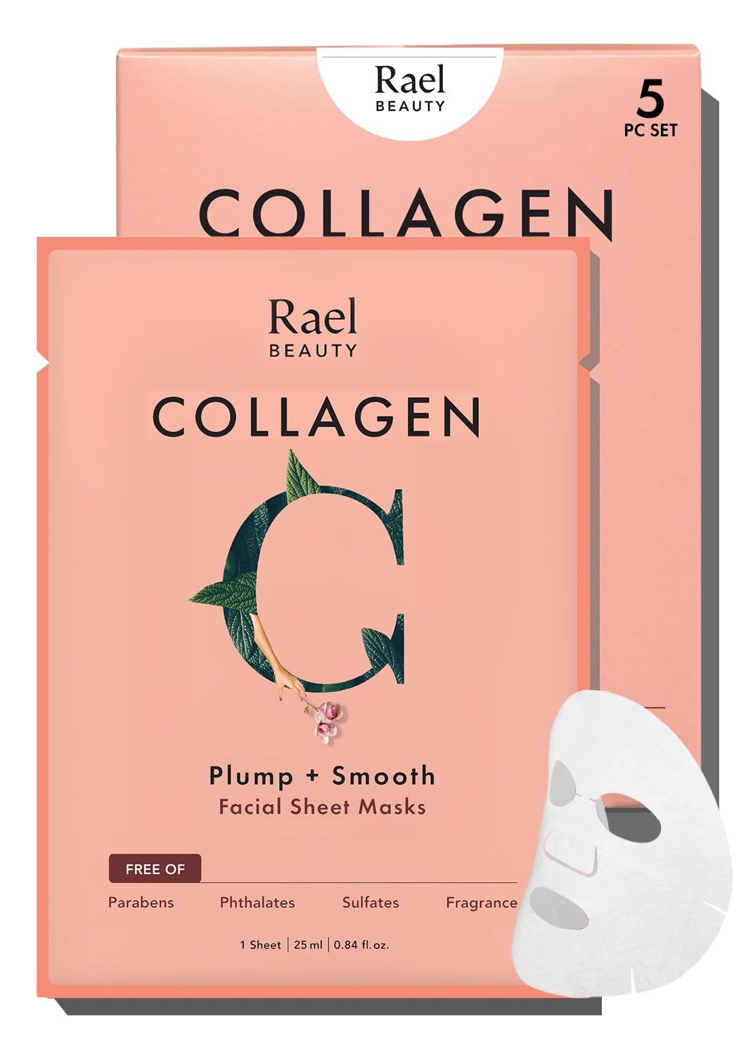 Rael collagen face mask bamboo sheet focuses on hydration for all skin types