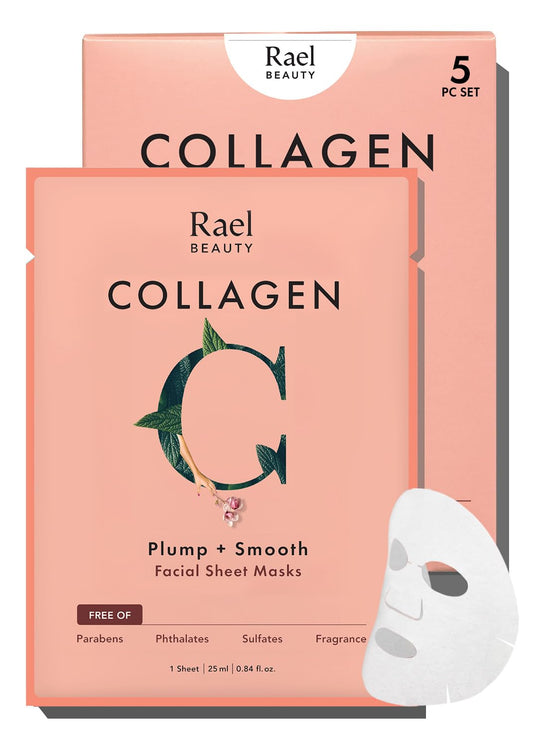 Rael collagen face mask bamboo sheet focuses on hydration for all skin types