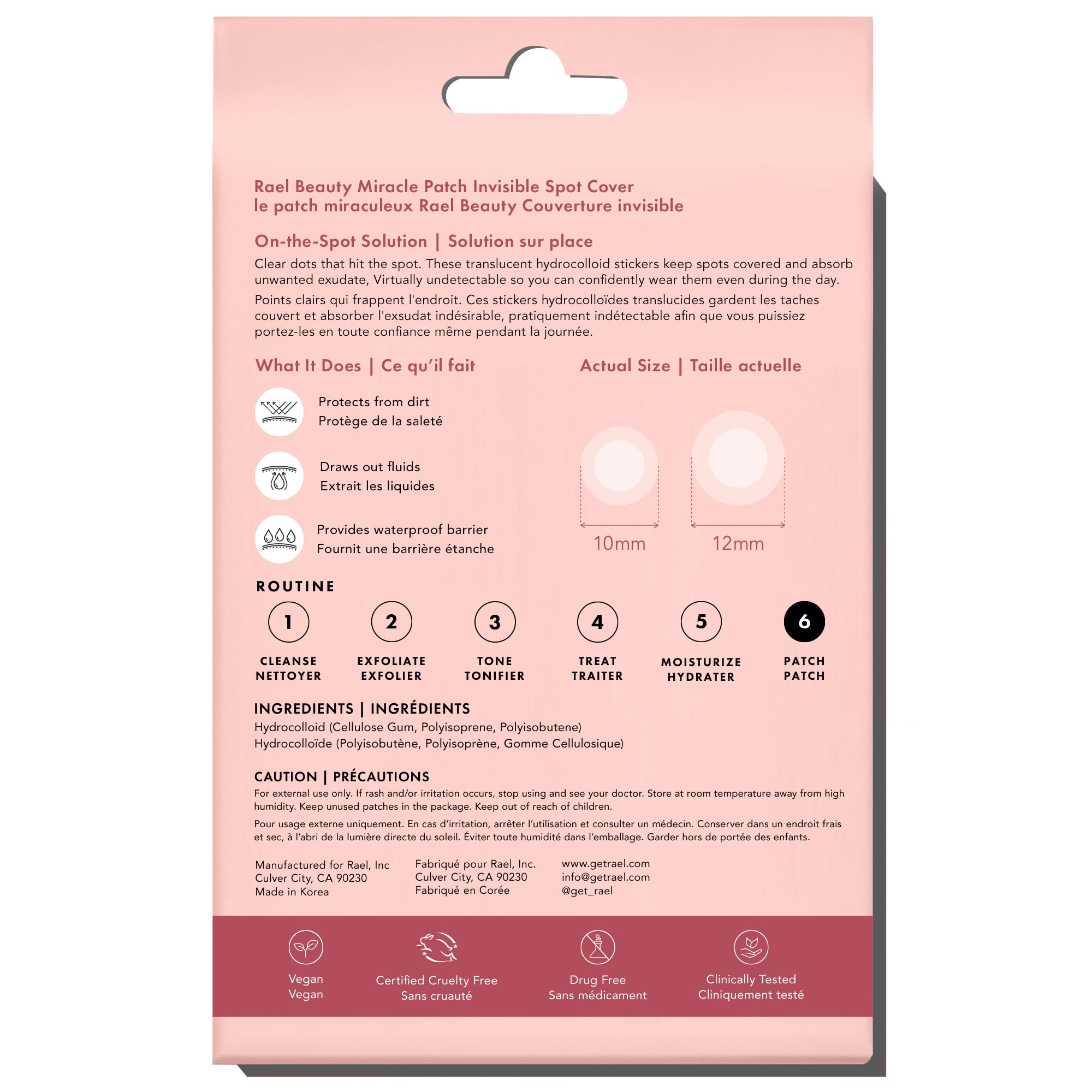 Rael 72-count patch pack provides convenient acne spot care.