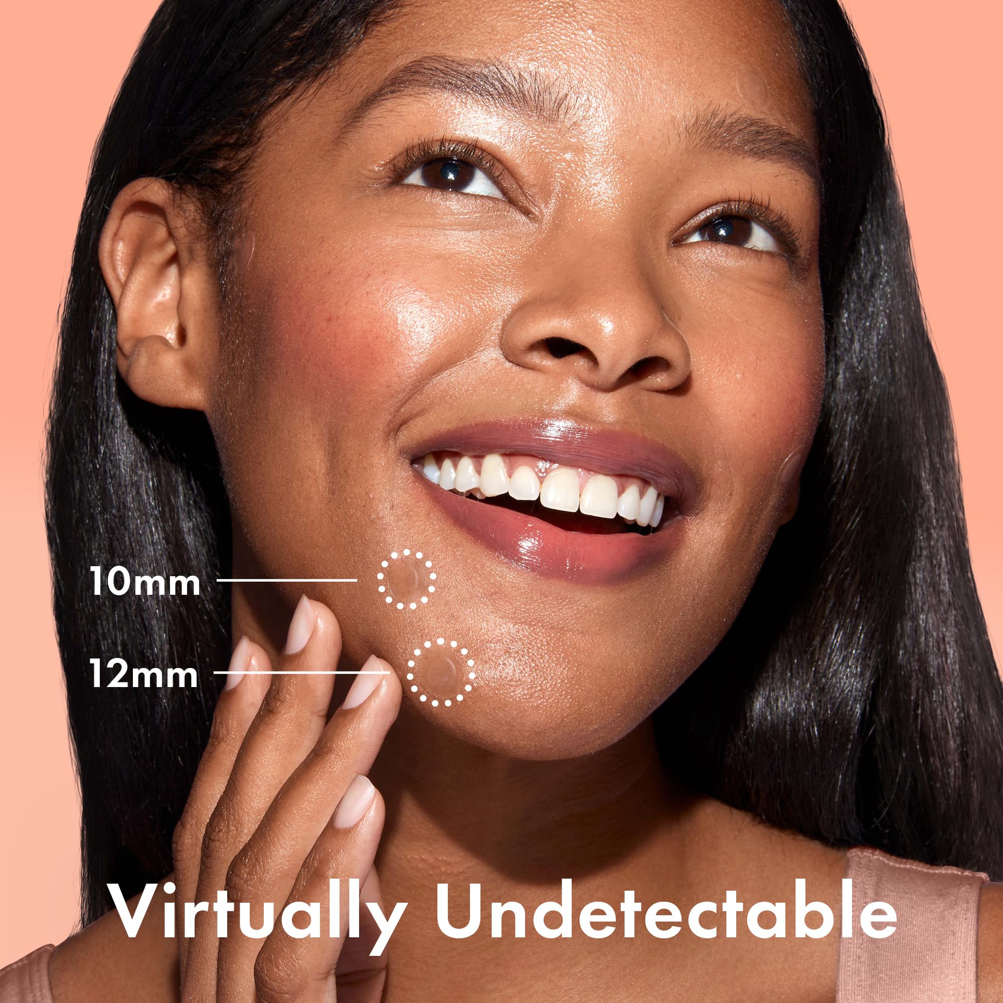 Rael pimple patches with tapered edges staying on skin all day and night.