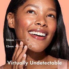 Rael pimple patches with tapered edges staying on skin all day and night.