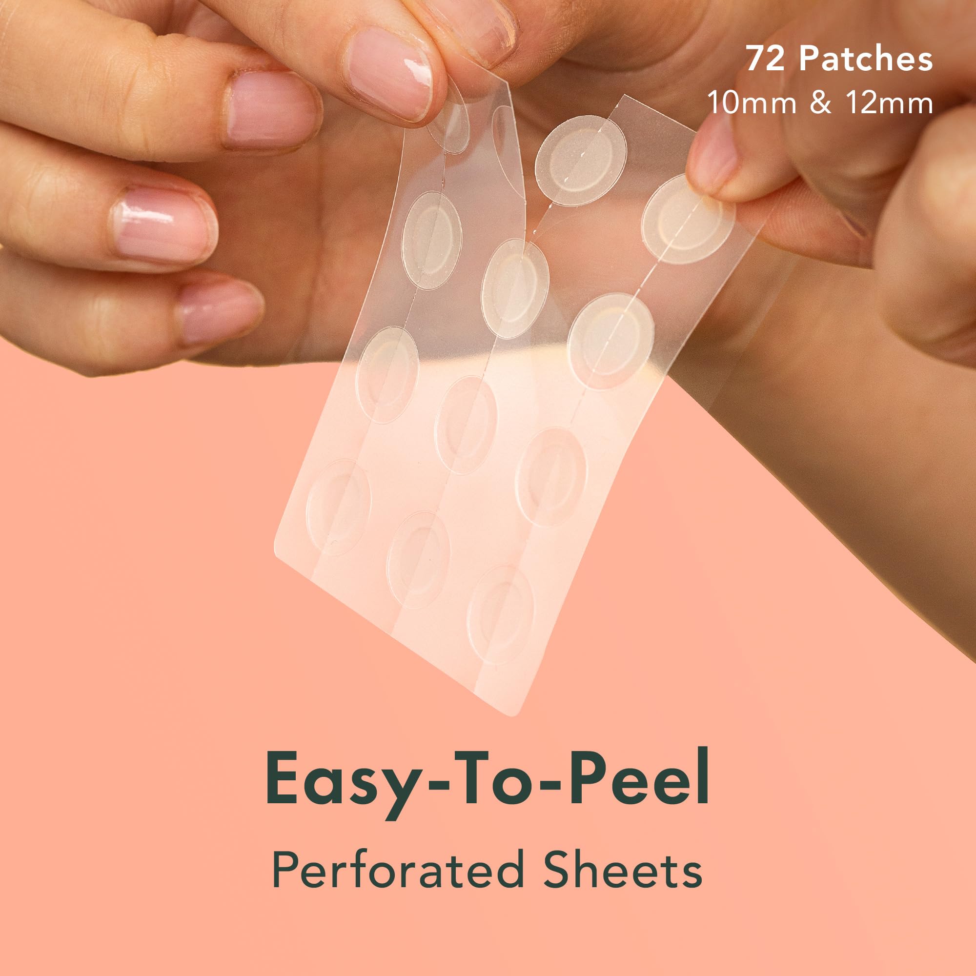 Rael pimple patches showing two sizes (10mm and 12mm) for versatile coverage.