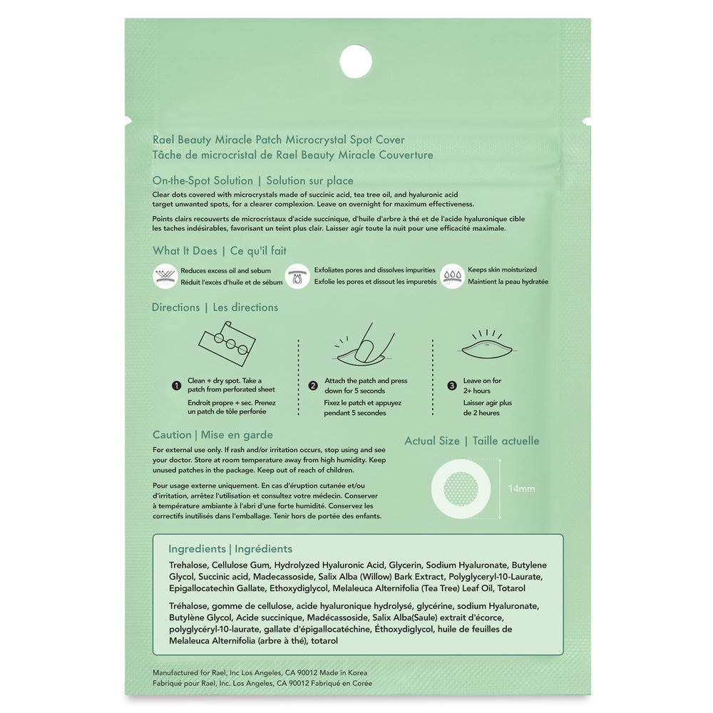 Rael strong adhesive patch sticks securely to protect early blemishes.