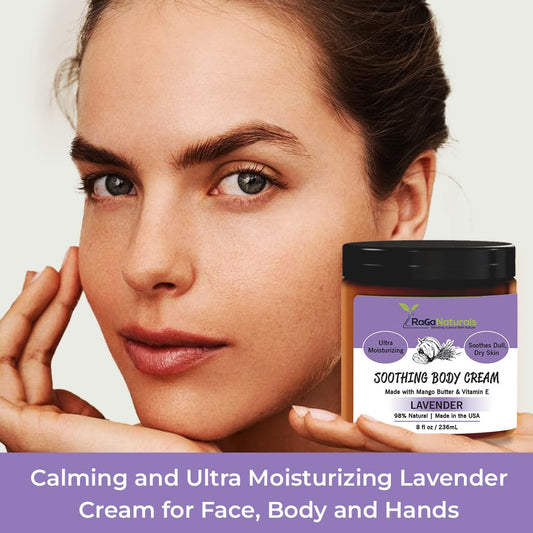 RaGaNaturals lavender cream texture shown for quick absorption