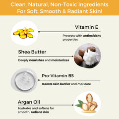 RaGaNaturals mango body lotion texture on skin demonstrating quick absorption.