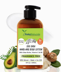 RaGaNaturals unscented lotion bottle pour for quick moisturization