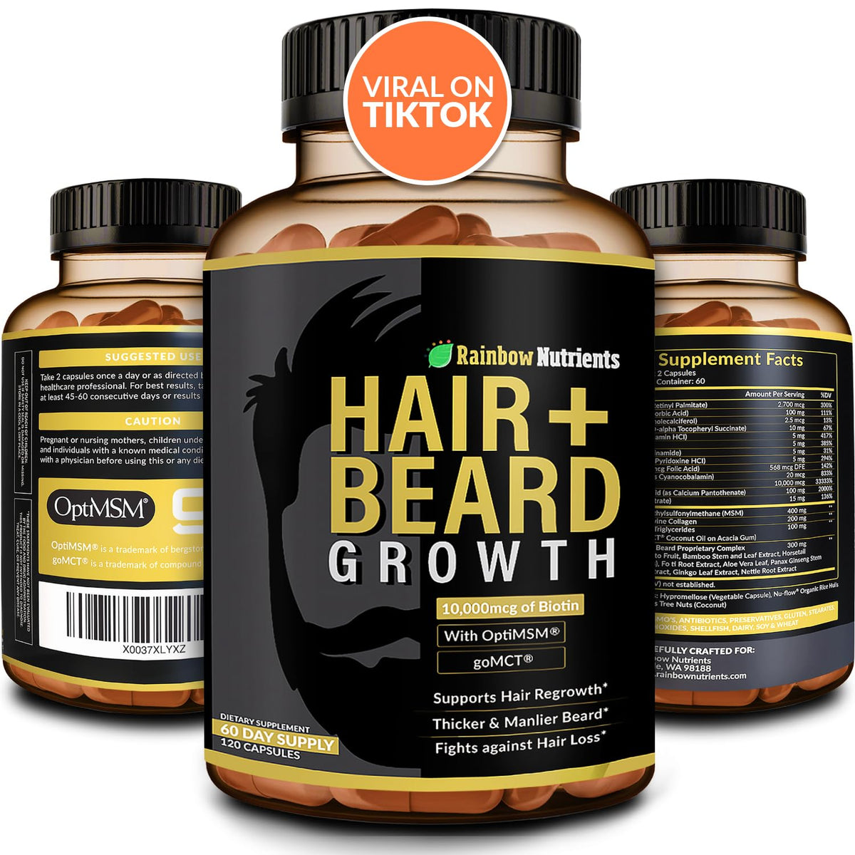 Rainbow Nutrients Hair Growth Vitamins bottle for daily vitality