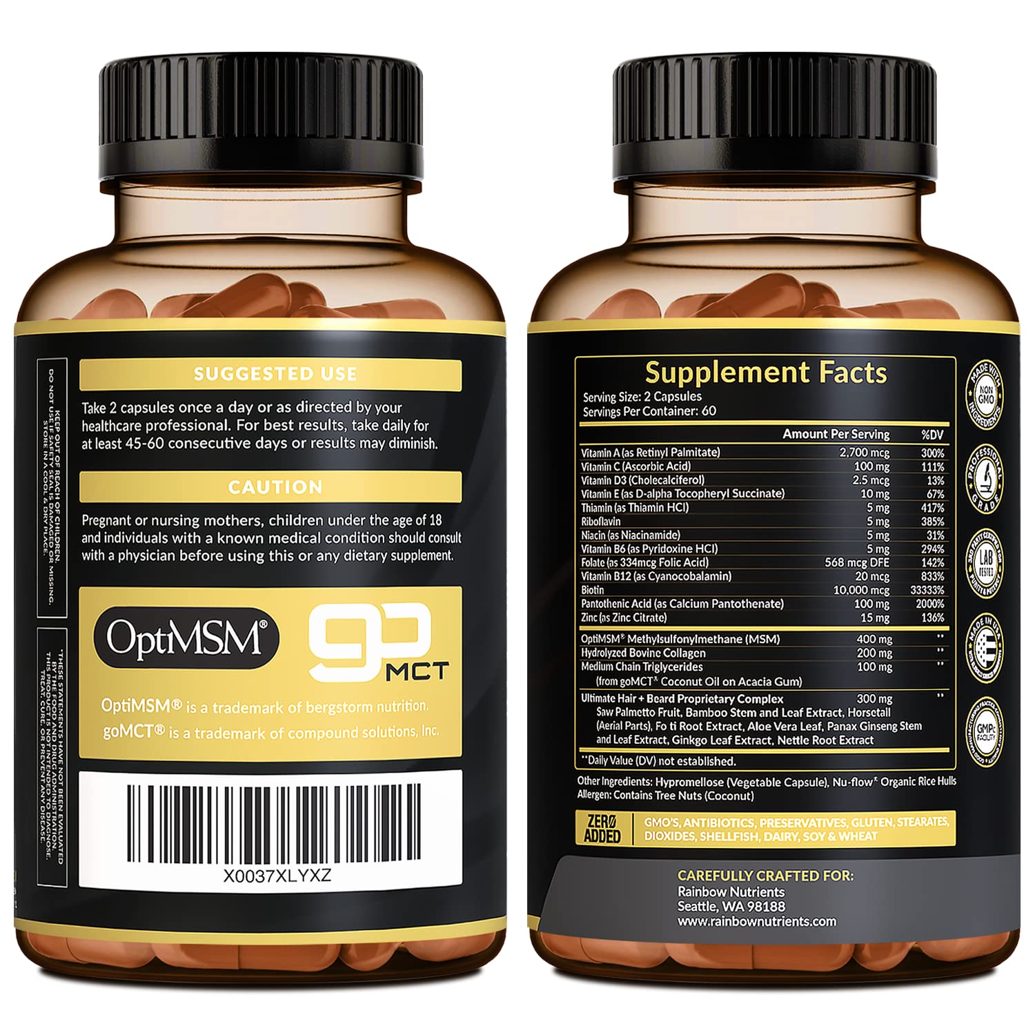 Rainbow Nutrients daily routine with vitamins for beard