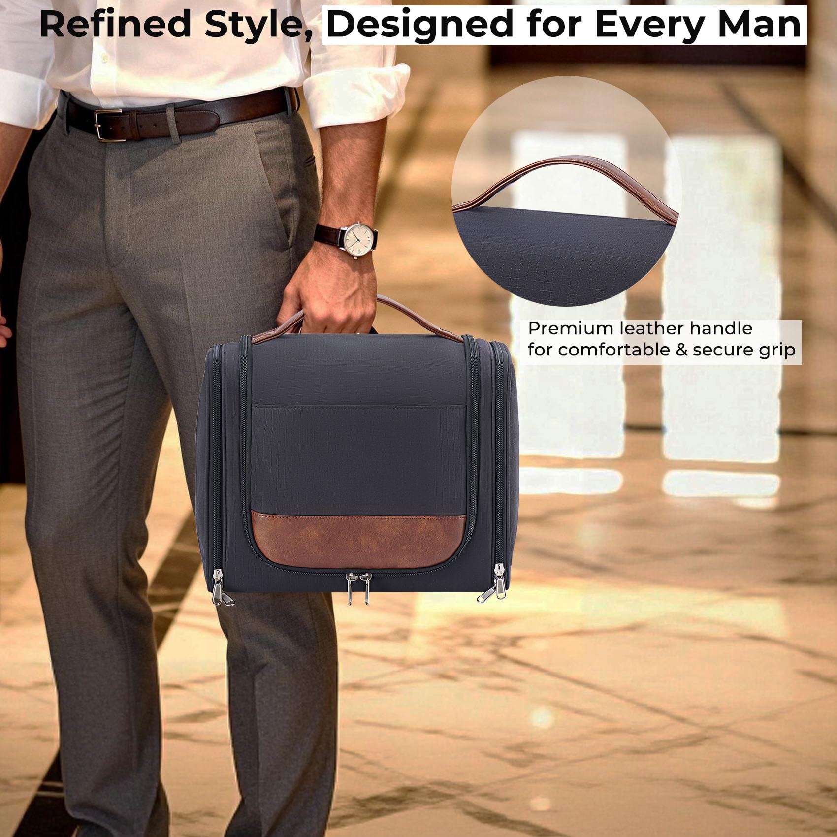 Ralnitote durable, water-resistant fabric with leather trim supports long-lasting travel use