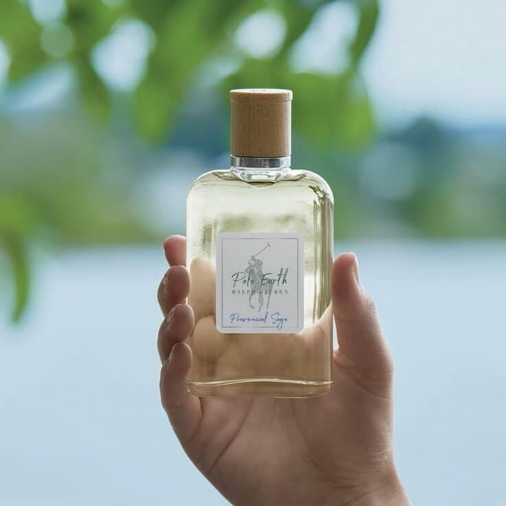 Ralph Lauren Polo Earth sage and lavender accents in glass bottle