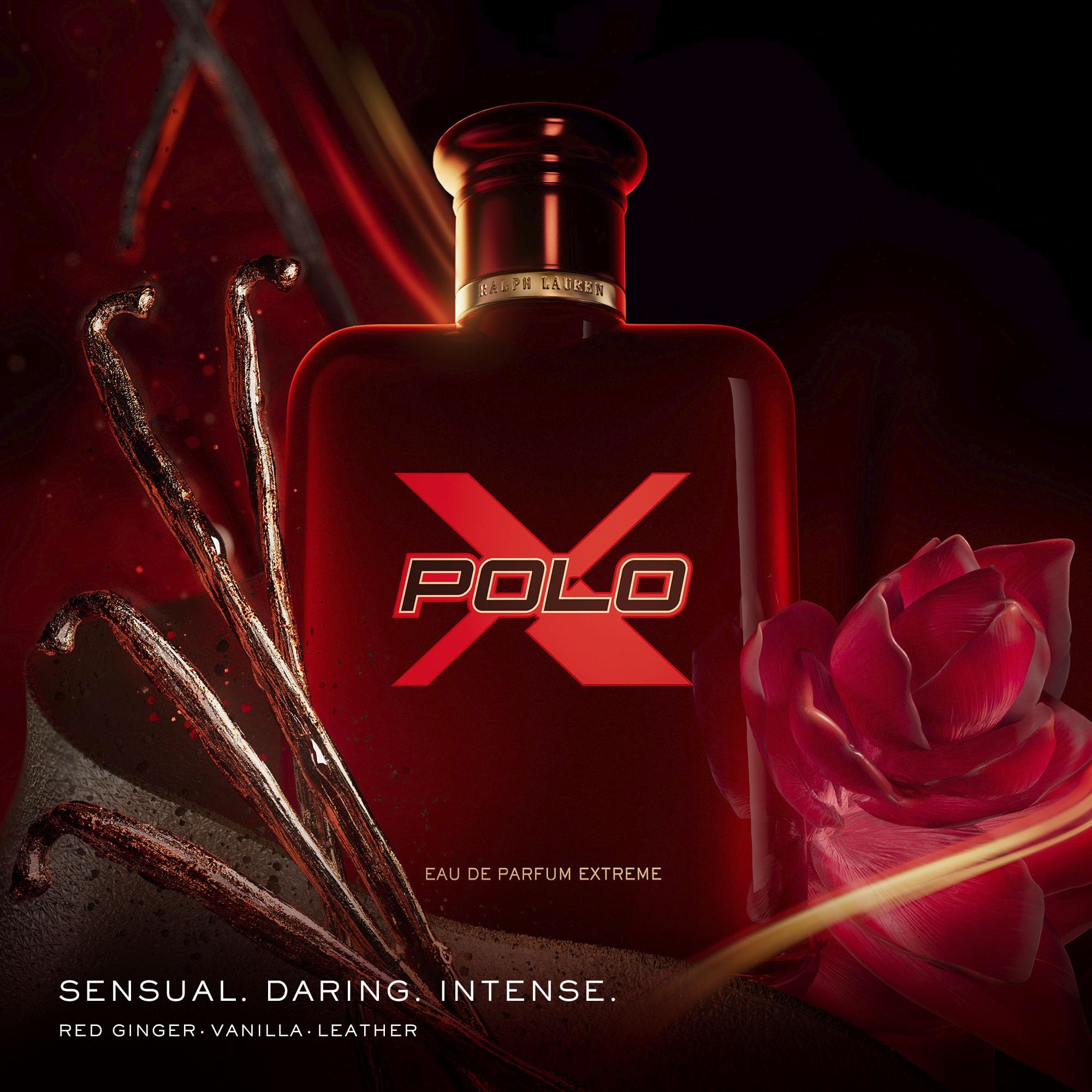 Ralph Lauren Polo Red Extreme spray bottle, vanilla bourbon note suits daytime energy.