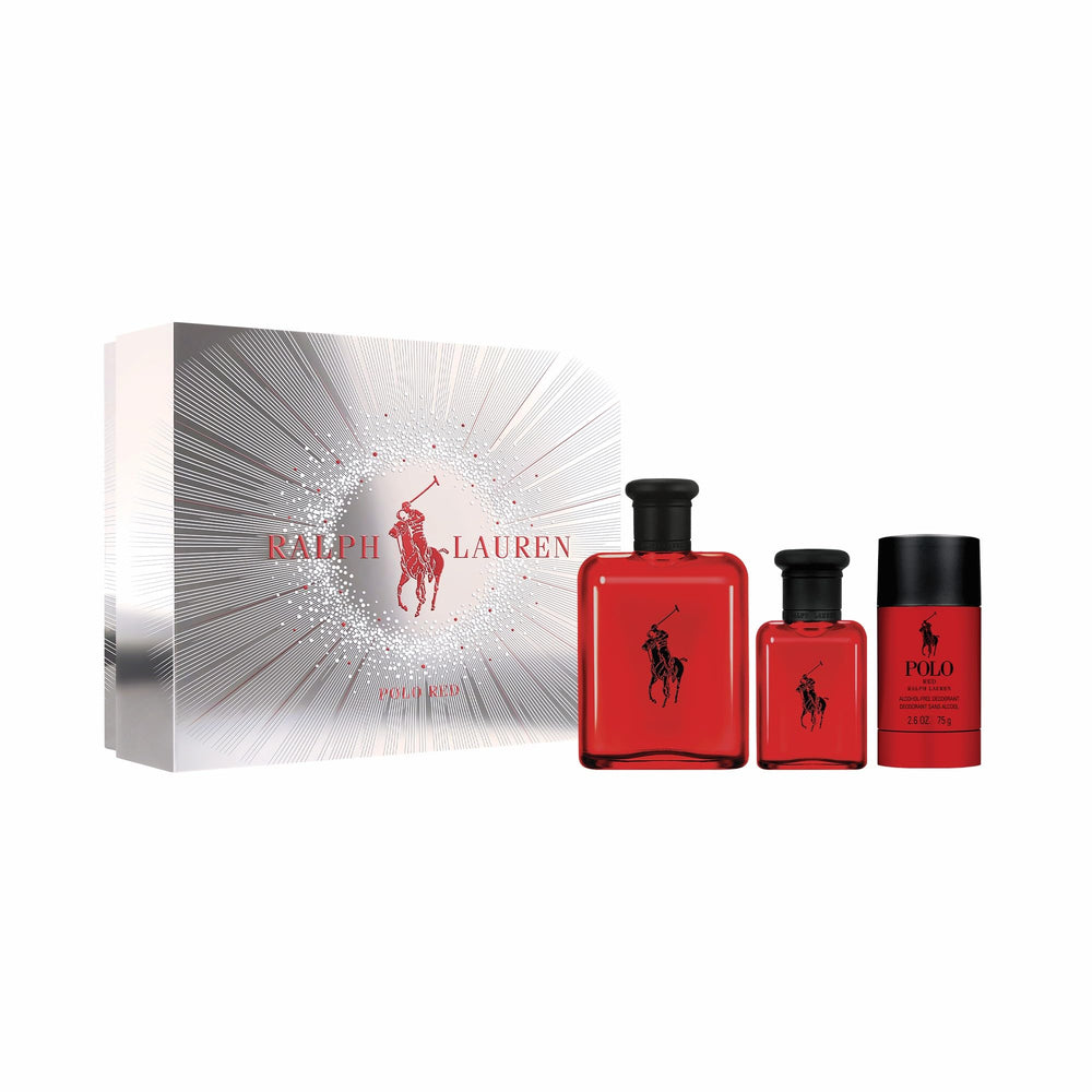 Ralph Lauren Polo Red bottle close-up with sleek curves and matte black accents for bold style
