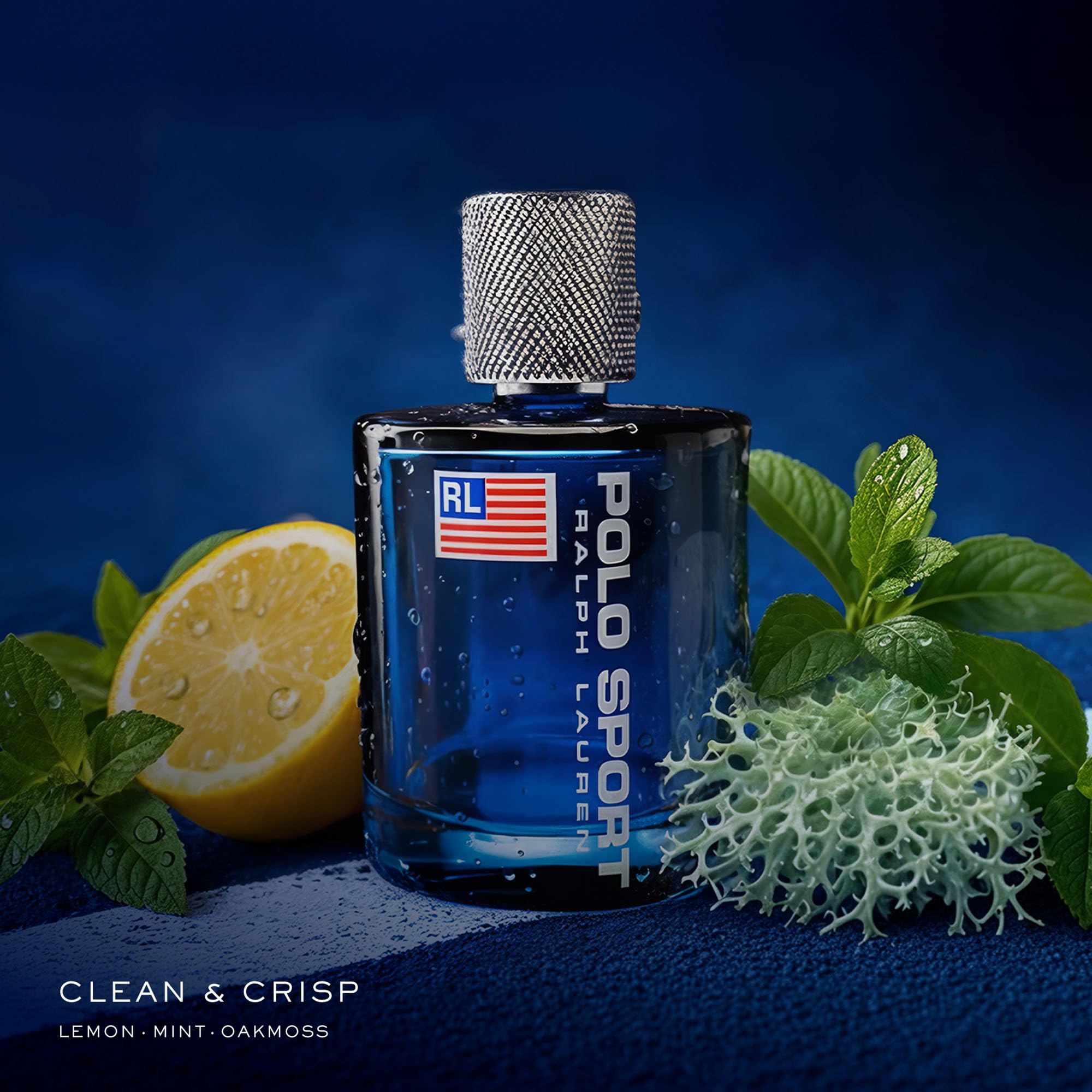 Close-up cap of Polo Sport bottle showing sleek blue design for confidence.