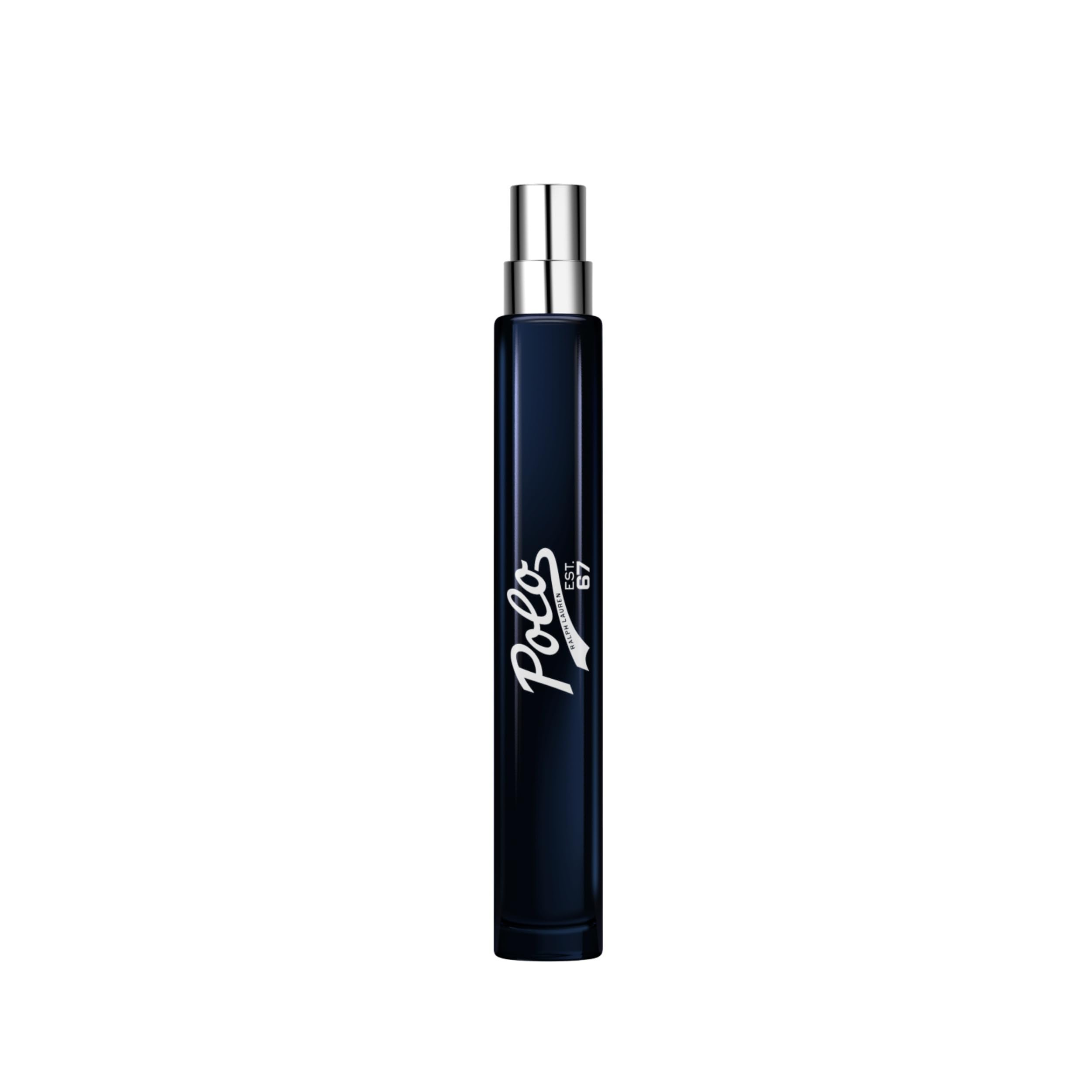 Ralph Lauren Polo 67 bottle with blue cap for quick, easy application.