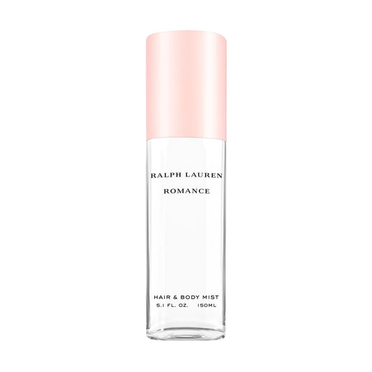 Ralph Lauren Romance hair mist bottle front showing floral notes for everyday freshness.