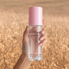 Ralph Lauren Romance hair mist applied to pulse points for soft fragrance.