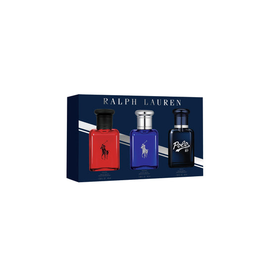 Ralph Lauren World of Polo trio set bottles for everyday fragrance and gift-ready style.