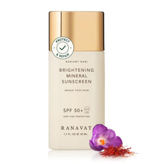 RANAVAT Brightening Mineral Sunscreen bottle front with SPF 50+ protection and clean formula
