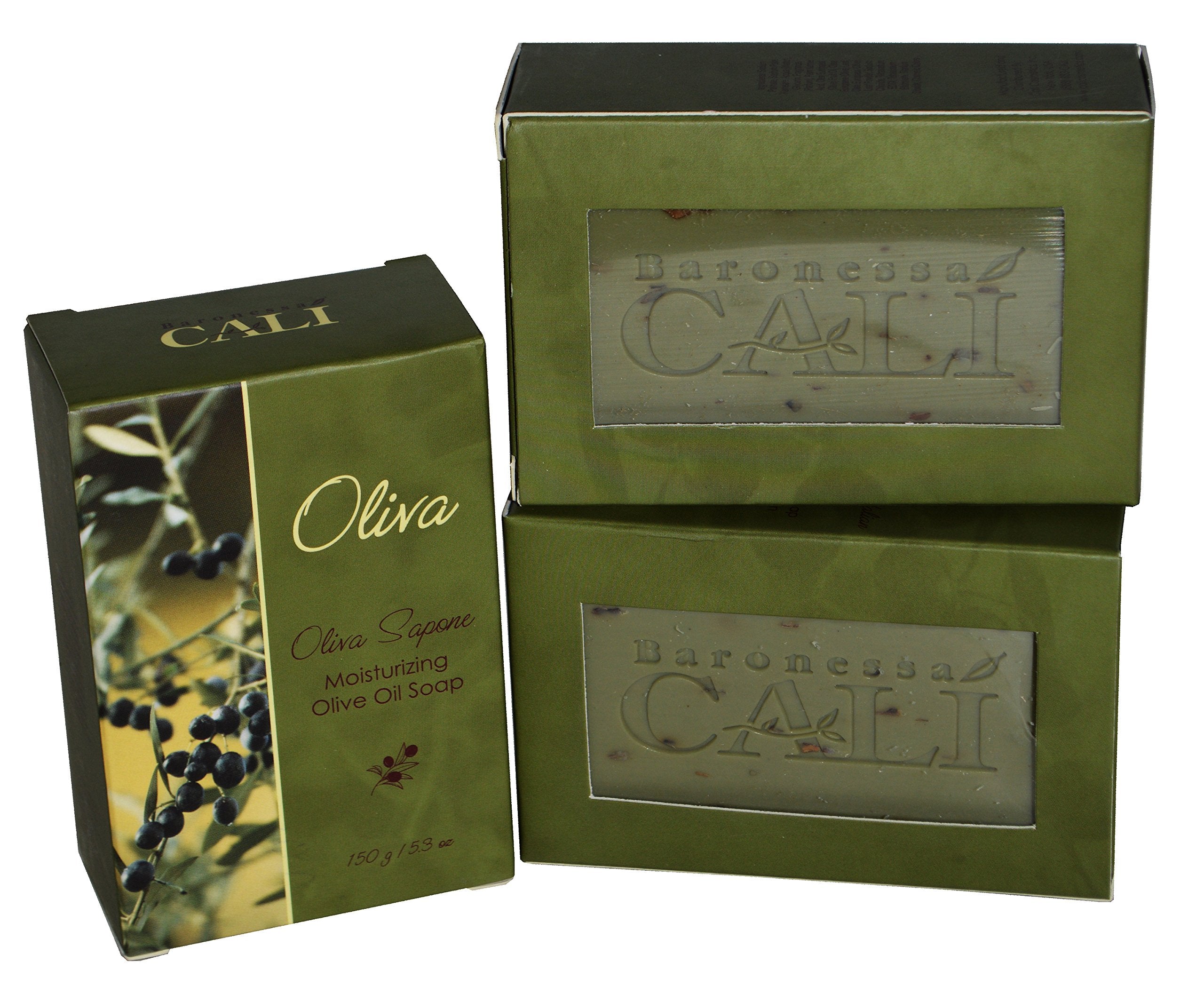 RAPSI Baronessa Cali Olive Green Sapone bars deliver deep moisture from olive oil.