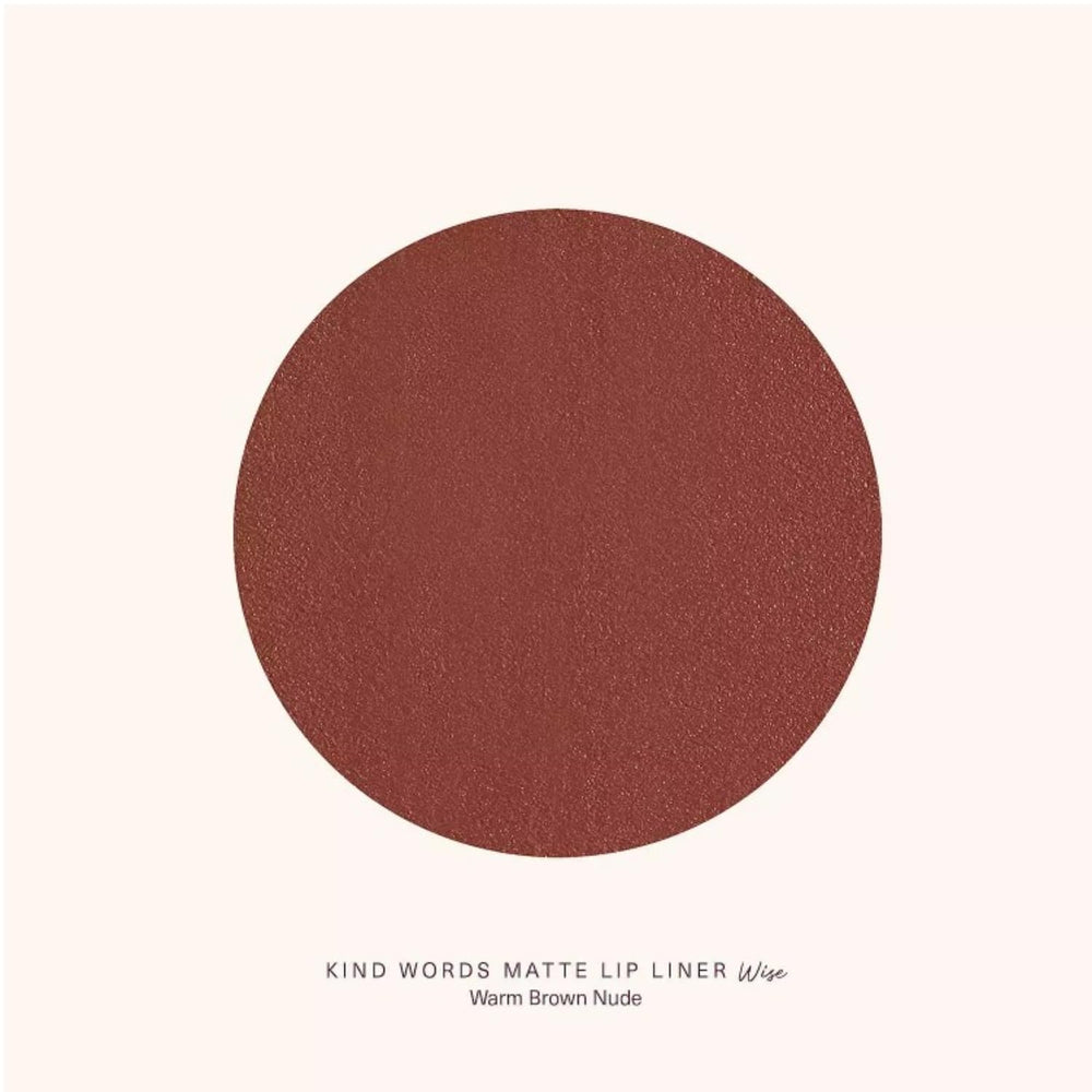Rare Beauty Kind Words Lip Liner Wise demonstrates soft matte finish for defined lips.