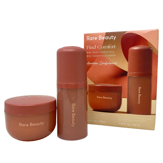 Rare Beauty Mini Find Comfort Bouncy Body Cream delivering deep hydration for soft, radiant skin.