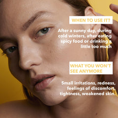 Close‑up of Tresor Solaire sheet mask texture promoting gentle renewal.