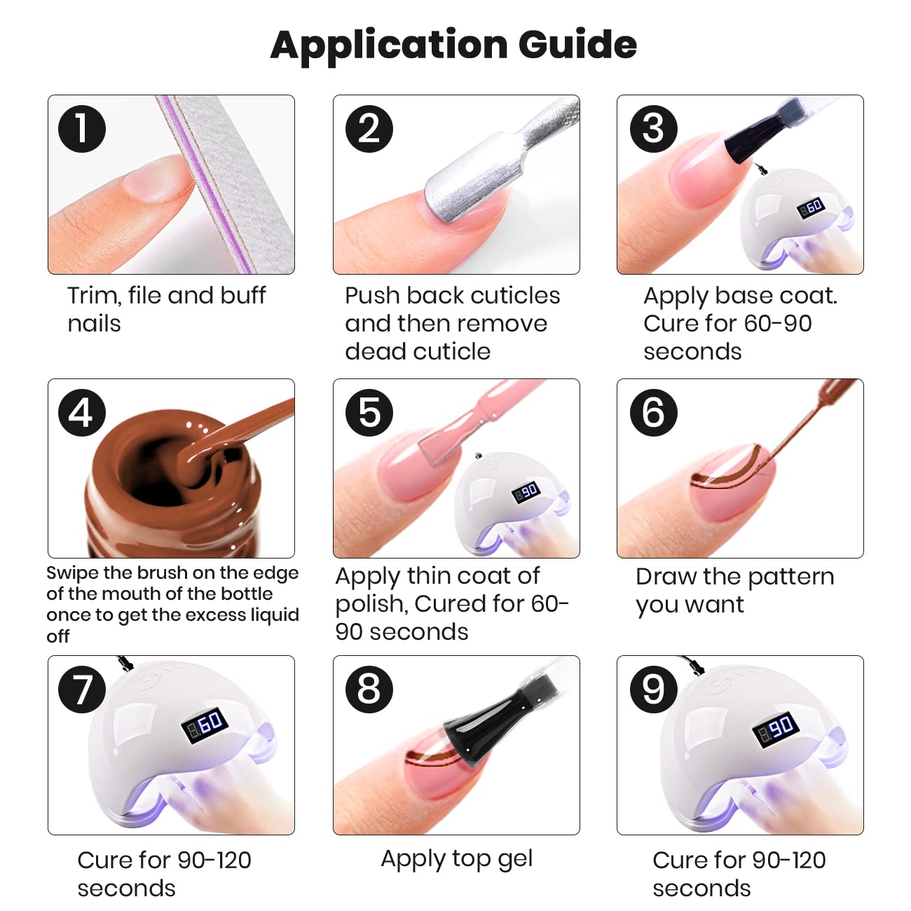 Compact 5ml bottles make a compact all-in-one nail art kit for home use.