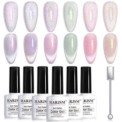 RARJSM Aurora cat eye collection swatches showing six velvet shades with magnetic shift