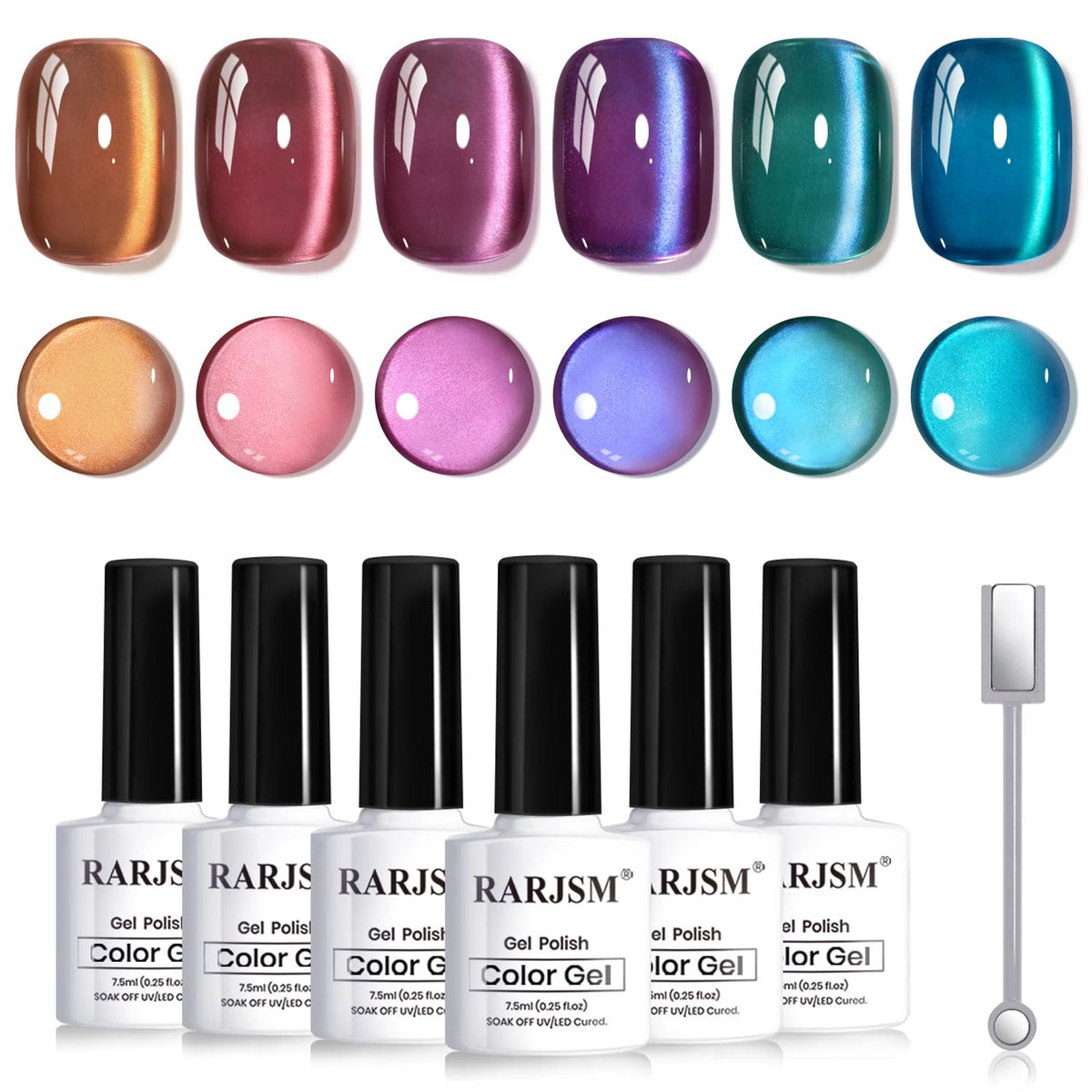 RARJSM Aurora rose cat eye shade bottle with magnetic shimmer for depth