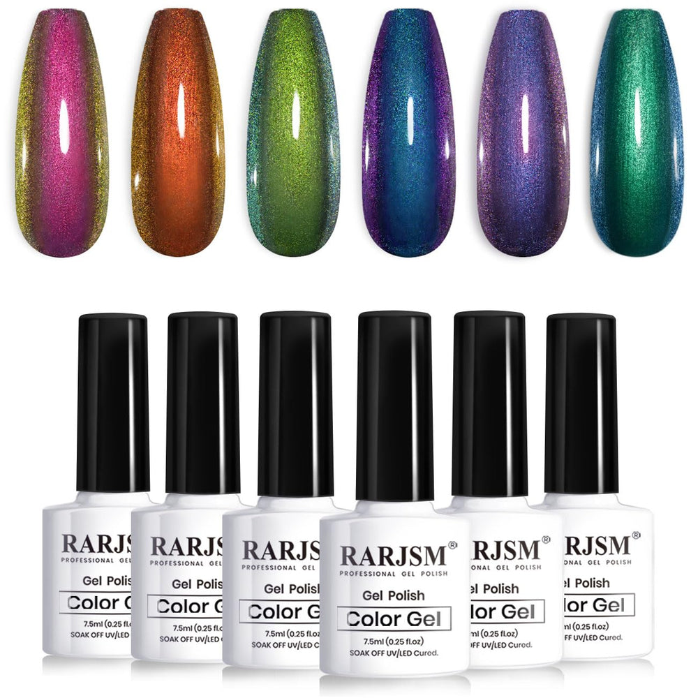 RARJSM chameleon gel bottle closeup showing color-shift potential for manicure