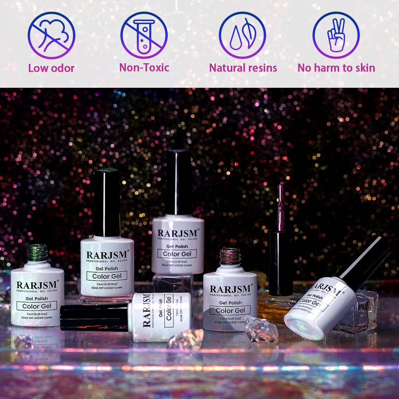 RARJSM gradient swatches reveal dual-tone shimmer across light