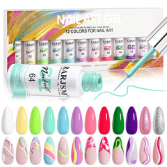RARJSM gel-liner set white for precise nail art and smooth color application.