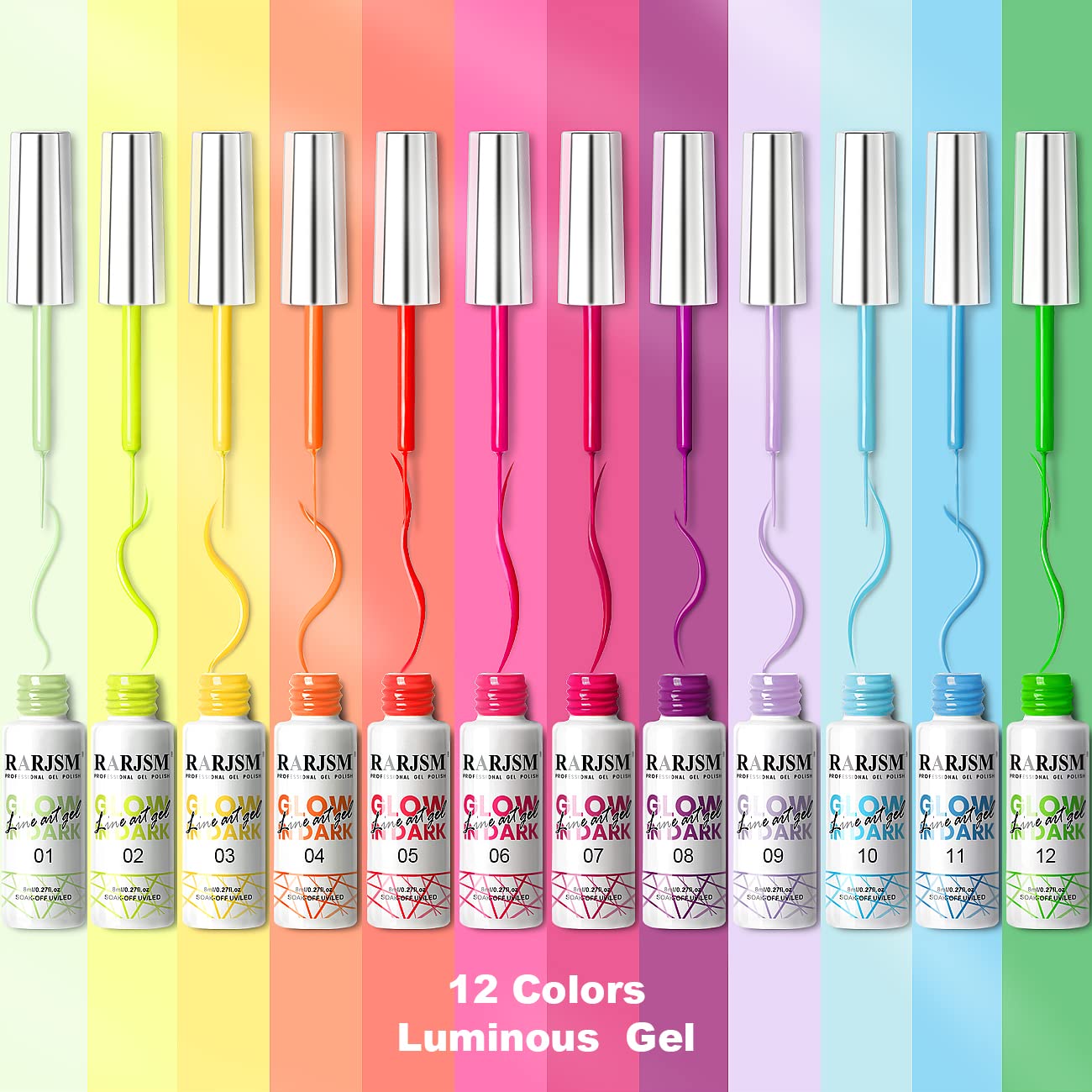 RARJSM luminous gel nail art glow duration depends on light exposure.