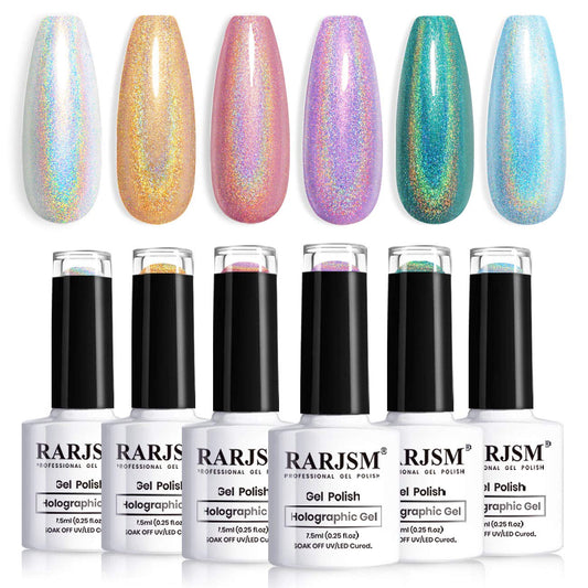 RARJSM holographic silver nail polish for salon-ready shine at home.
