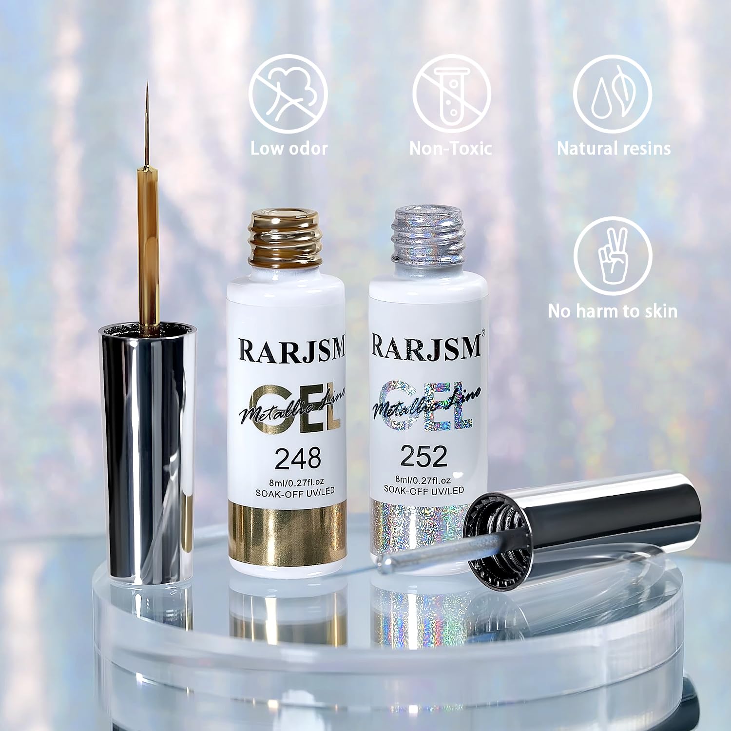 RARJSM 3D nail art with chrome gel liner for dimension.