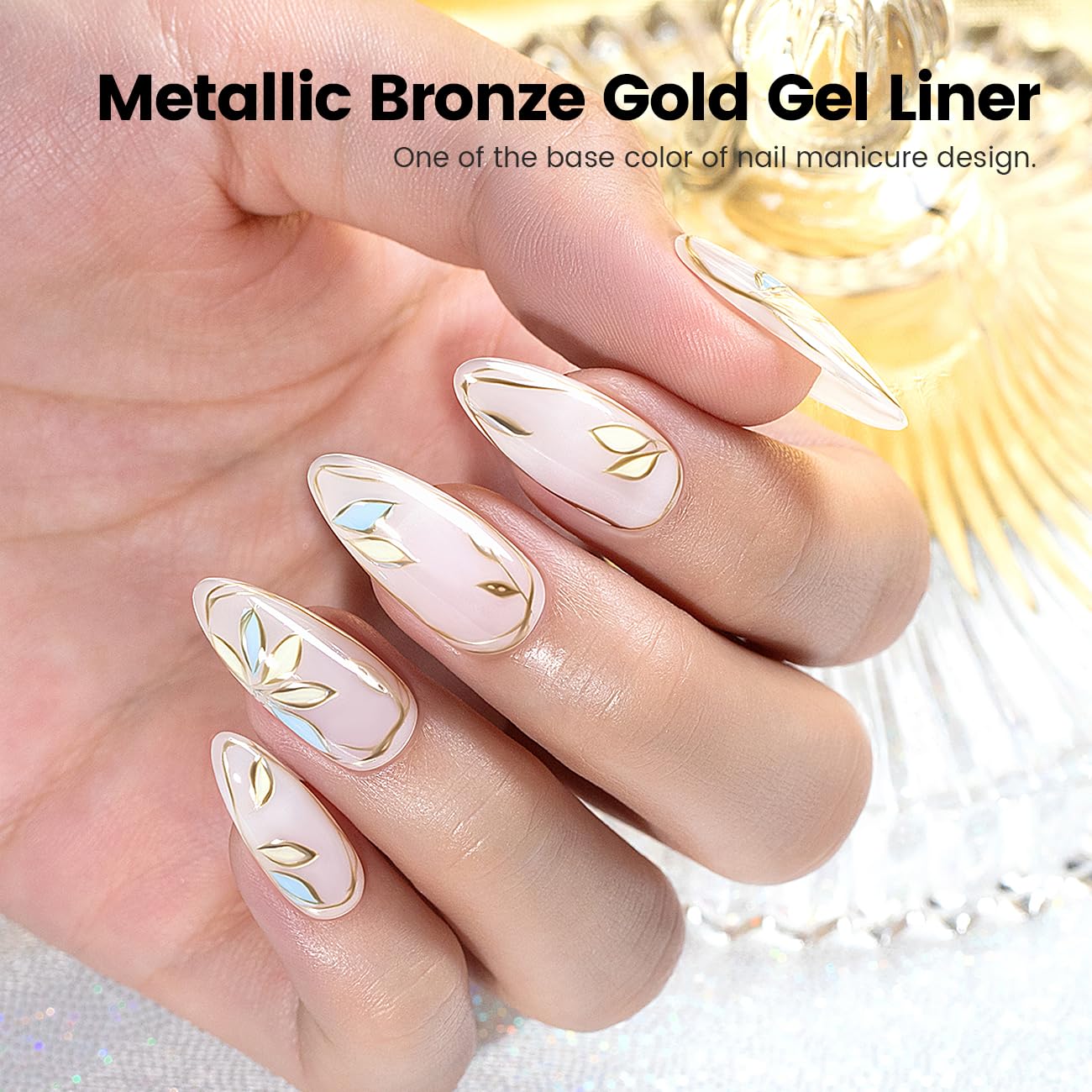 RARJSM mirror finish chrome gel liner adds depth to nails.