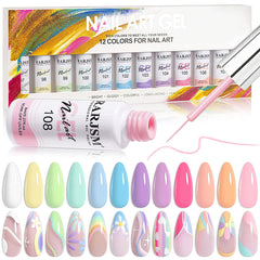 RARJSM pastel gel liner palette for precise spring nail art.