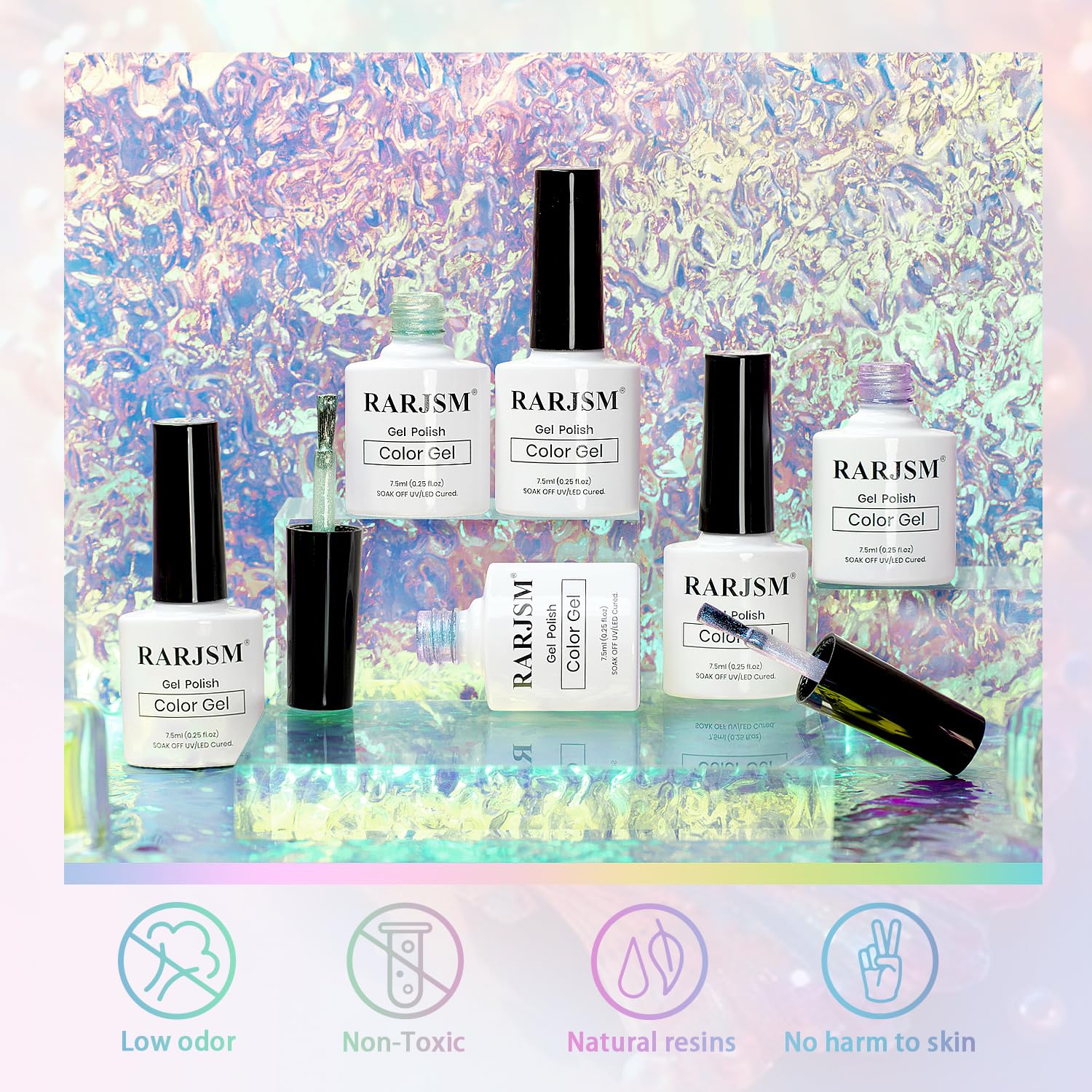 RARJSM Nail art glitter close-up reveals galaxy-inspired sparkle.