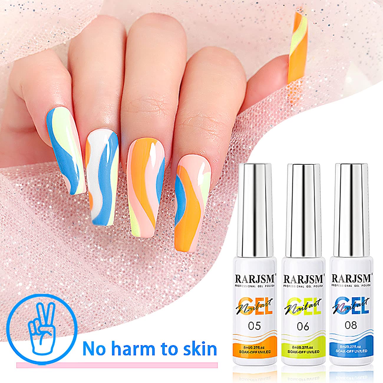 RARJSM Neon green glitter gel for bold line-art patterns