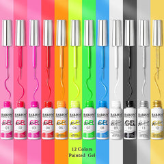 RARJSM Neon yellow line-art gel polish for vibrant nail accents
