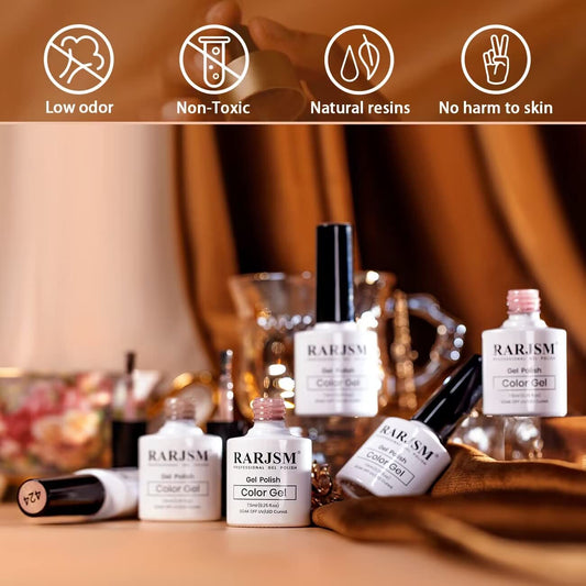 RARJSM pale pink nude polish bottles shown to demonstrate range