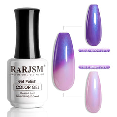 RARJSM pearlescent shell gel swatch highlights elegant color and shine.