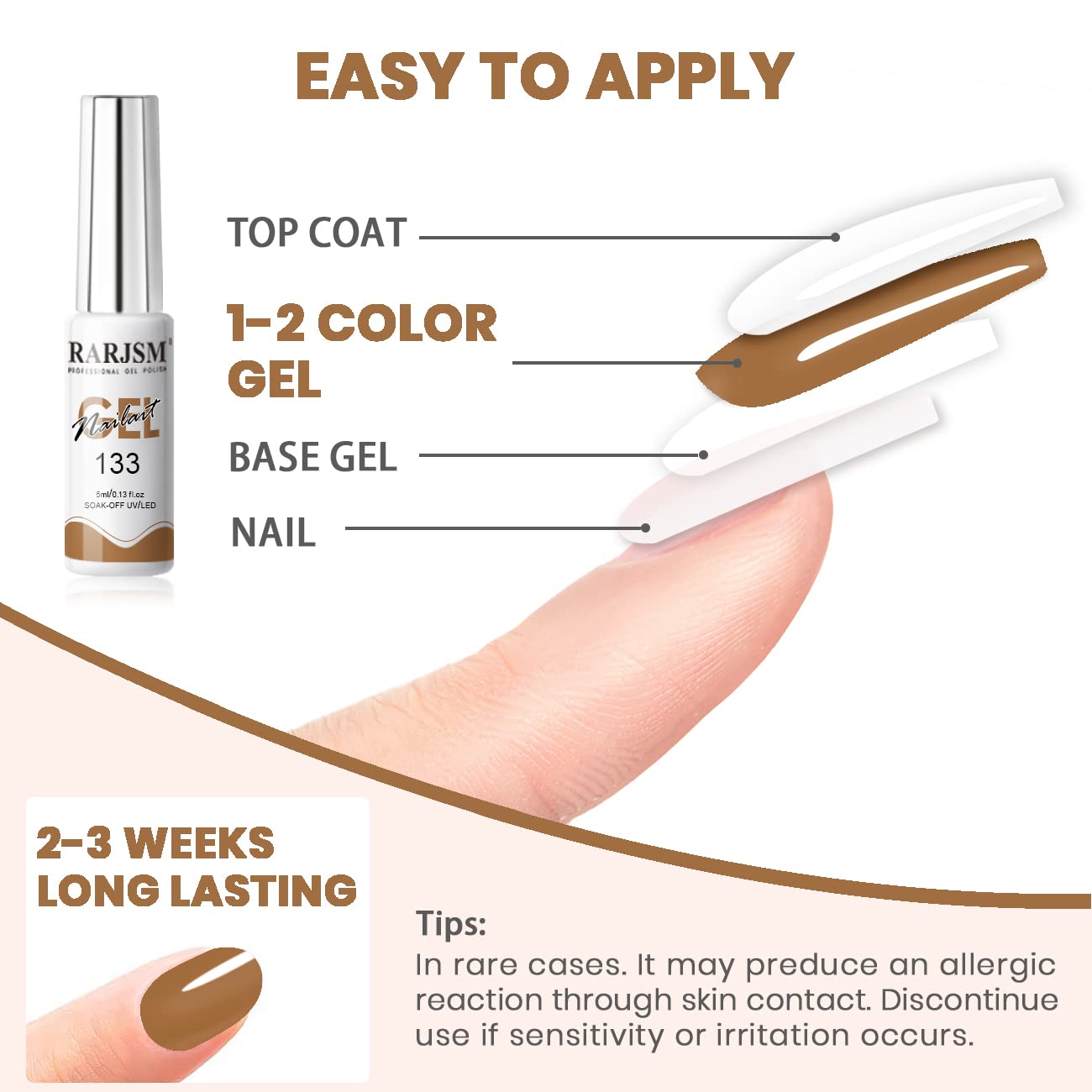 Soak-off gel polish cures under UV/LED lamps for durable, glossy finishes.